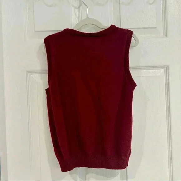 Boys Crazy 8 Sweater Vest Sz M 7-8 Burgundy Argyle Holiday Preppy Dressy V Neck - Picture 4 of 6